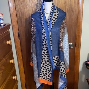 Stylish Blue and Orange Women's Wrap Scarf
